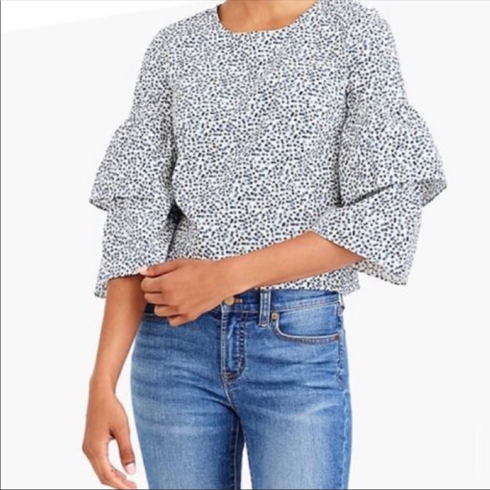 J.crew ruffle sleeves top Medium size